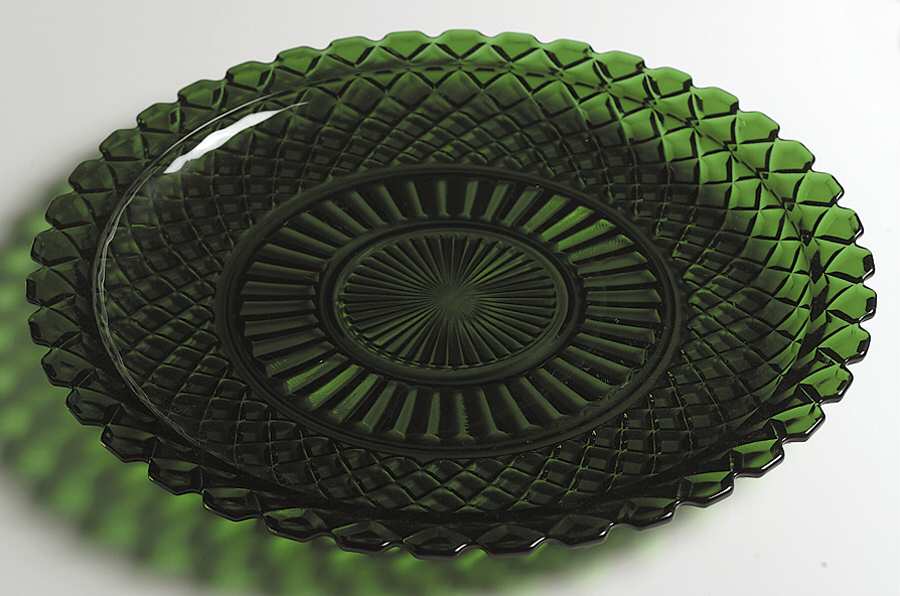 Waterford Forest Green Sandwich Plate by Anchor Hocking-1