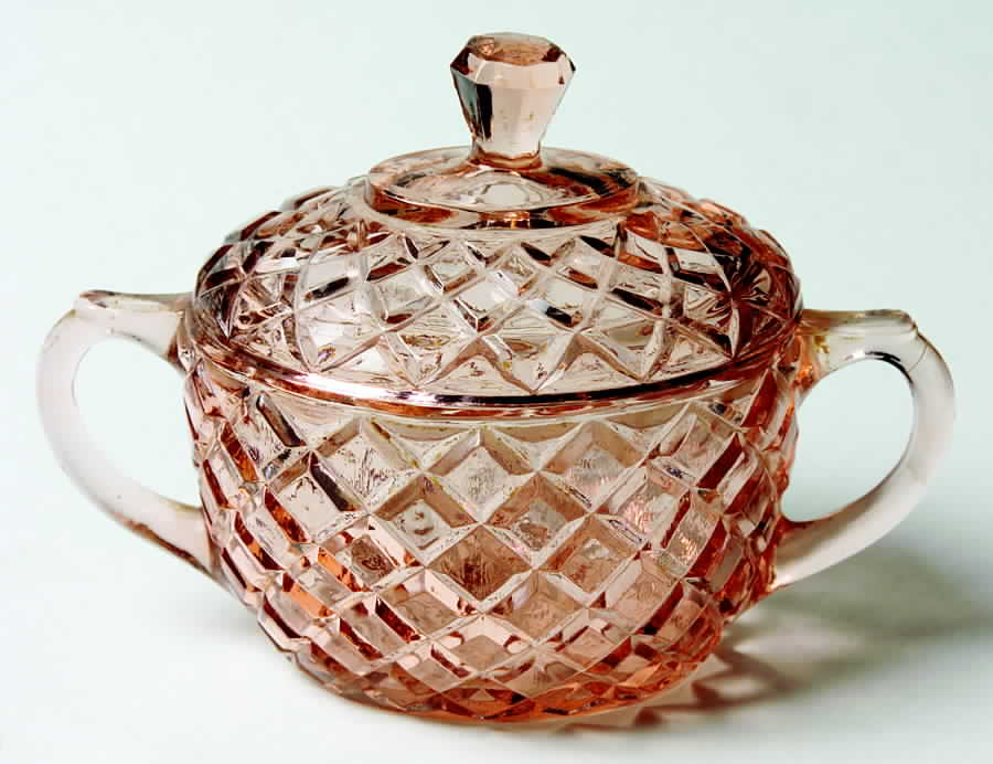 Waterford Pink Sugar Bowl & Lid by Anchor Hocking-1