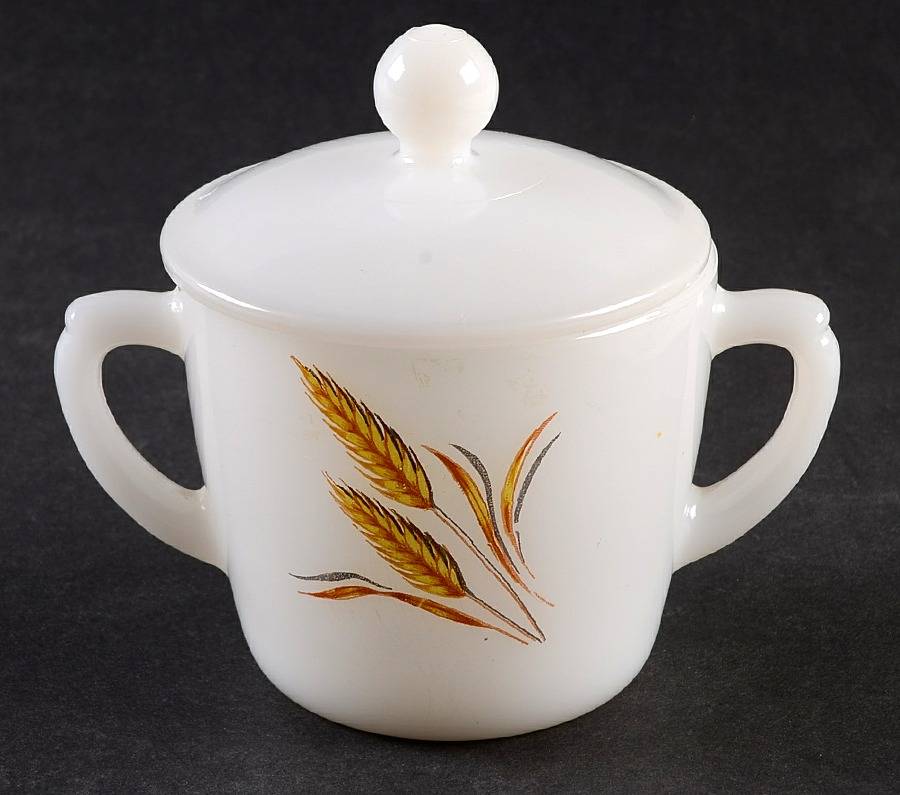 Wheat Sugar Bowl & Lid by Anchor Hocking-1