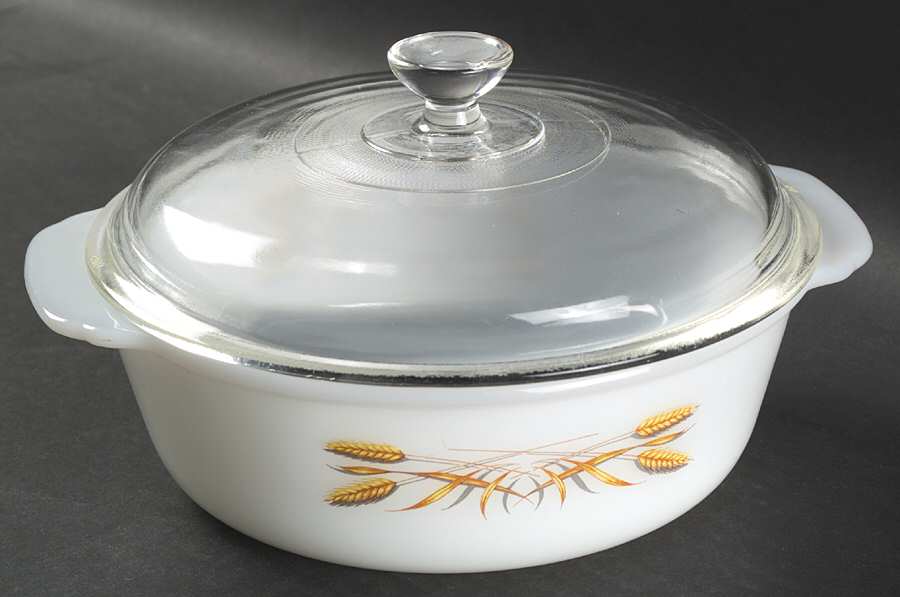 Wheat 1 Quart Round Covered Casserole by Anchor Hocking-1