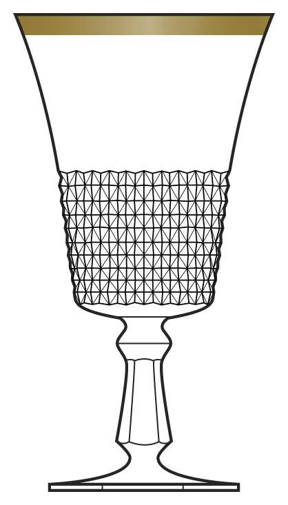 Gold Diamond Water Goblet by American Cut-1