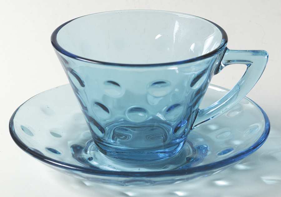 Capri Dots (Turquoise) Cup & Saucer Set by Hazel-Atlas-1