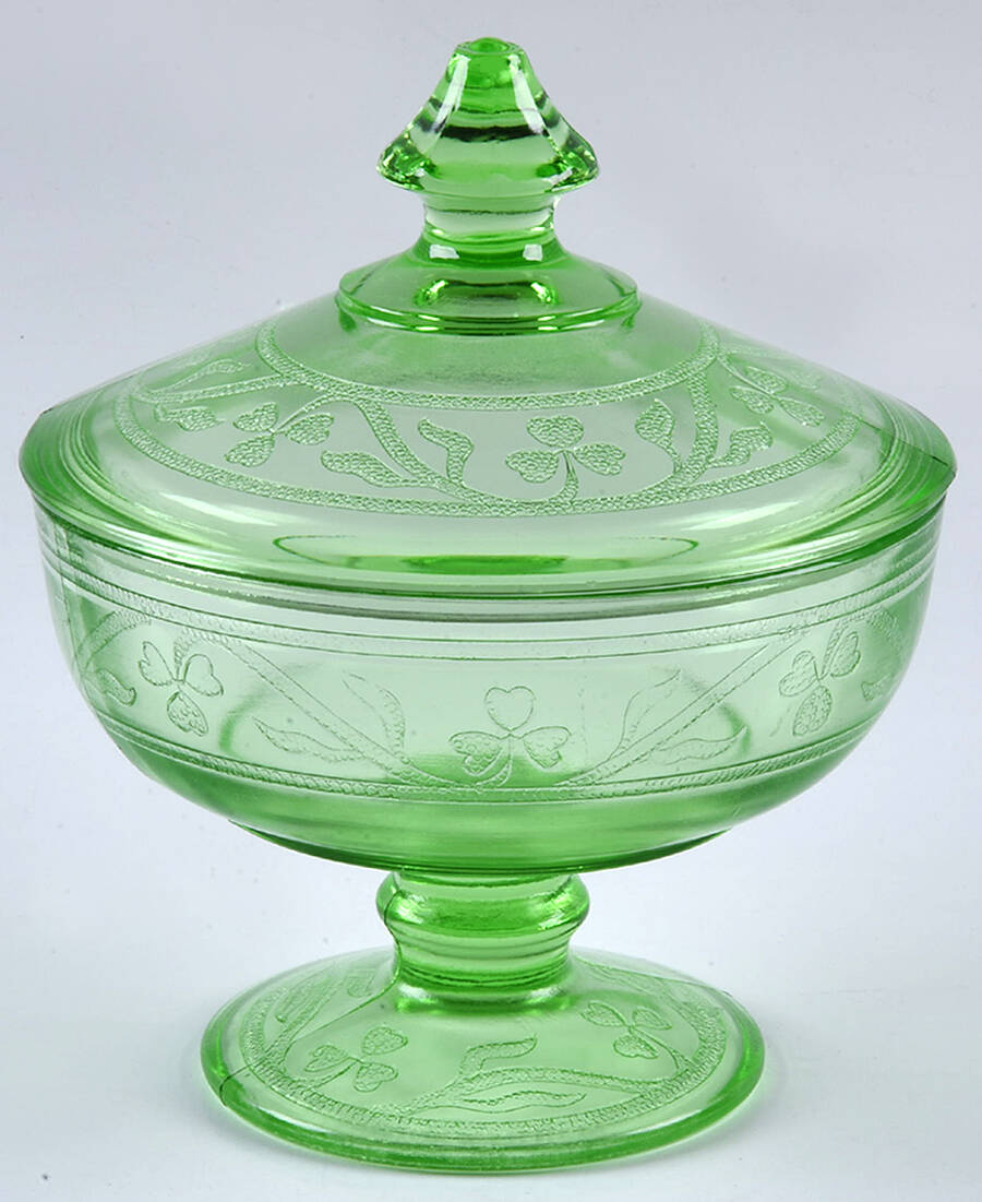 Cloverleaf Green Candy Jar & Lid by Hazel-Atlas-1