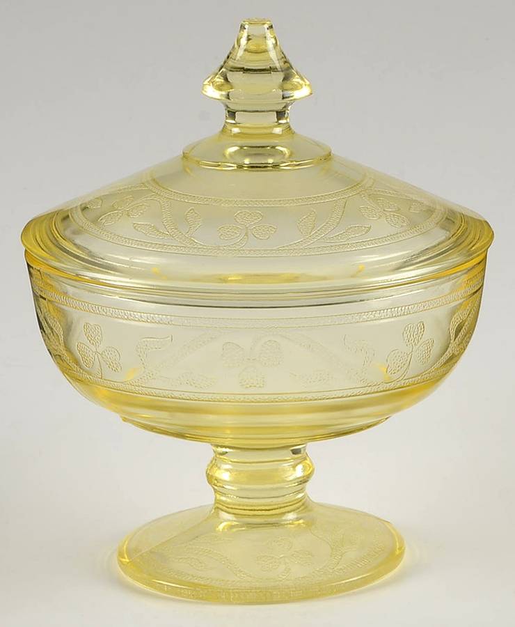 Cloverleaf Yellow Candy Jar & Lid by Hazel-Atlas-1