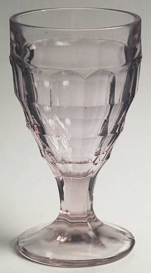 Colonial Block Pink Water Goblet by Hazel-Atlas-1