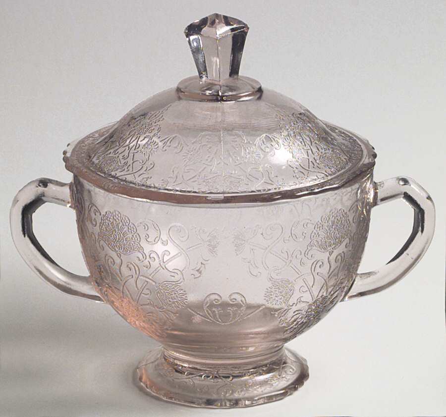 Florentine 1 Pink Sugar Bowl & Lid by Hazel-Atlas-1