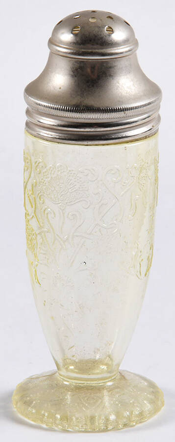 Florentine 1 Yellow Footed Shaker & Metal Lid by Hazel-Atlas-1