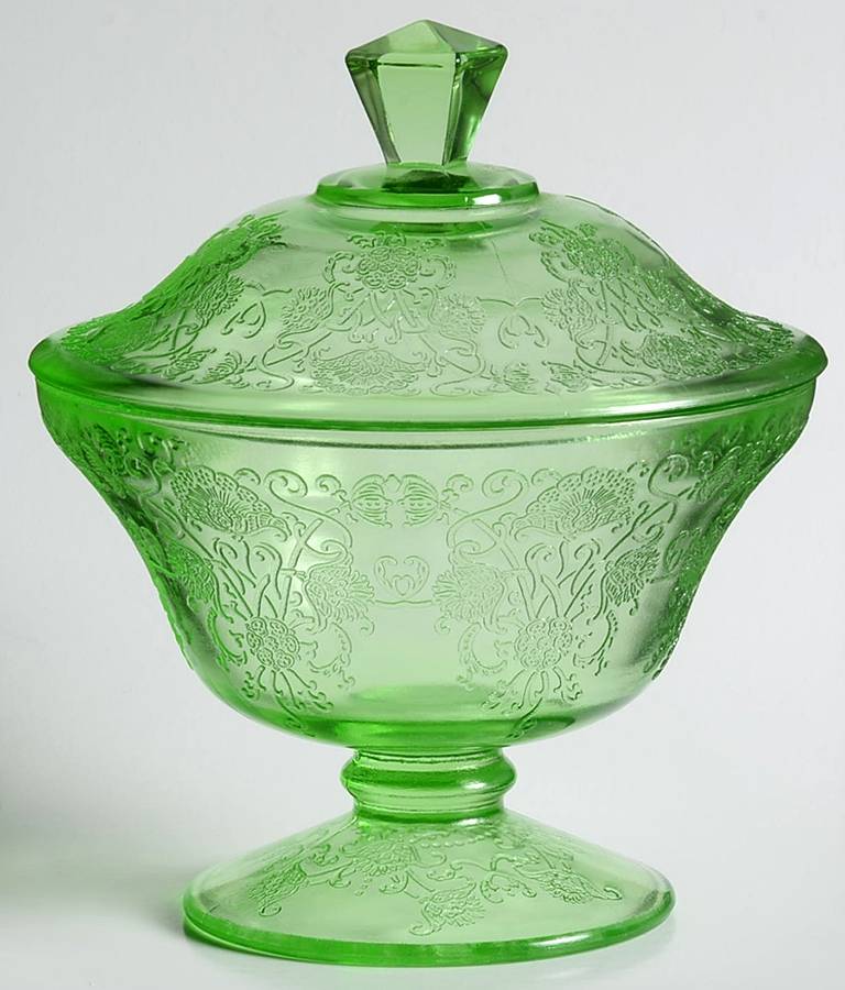 Florentine 2 Green Candy Dish & Lid by Hazel-Atlas-1