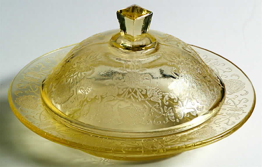 Florentine 2 Yellow Round Covered Butter by Hazel-Atlas-1