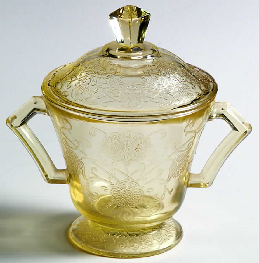 Florentine 2 Yellow Sugar Bowl & Lid by Hazel-Atlas-1