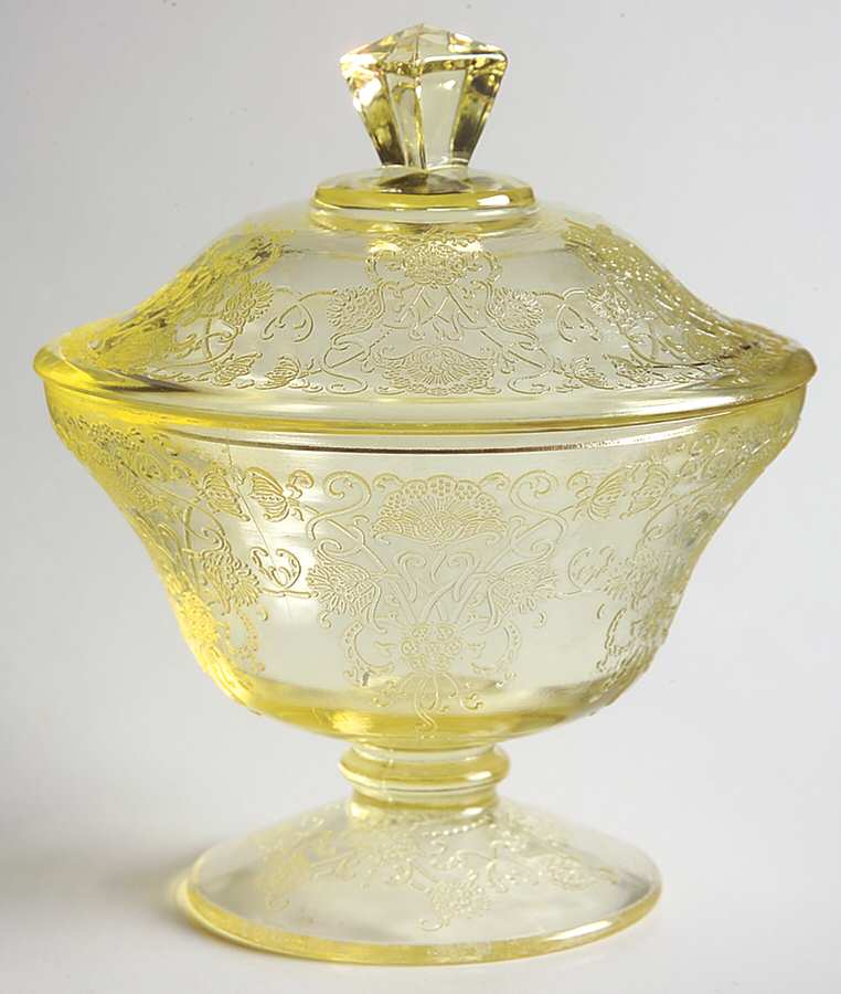 Florentine 2 Yellow Candy Dish & Lid by Hazel-Atlas-1