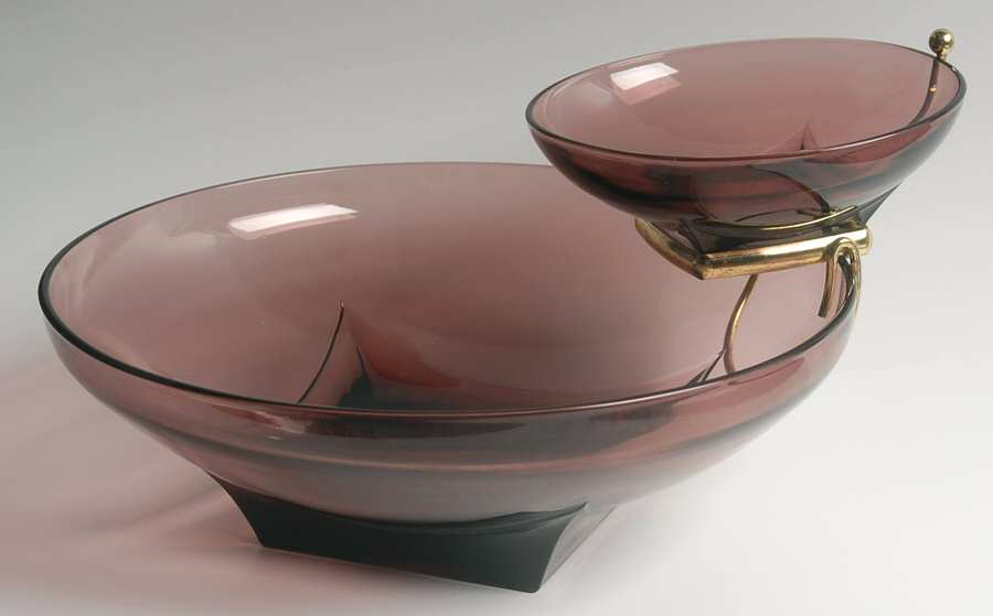 Moroccan Amethyst Chip & Dip Bowls with Metal Holder by Hazel-Atlas-1