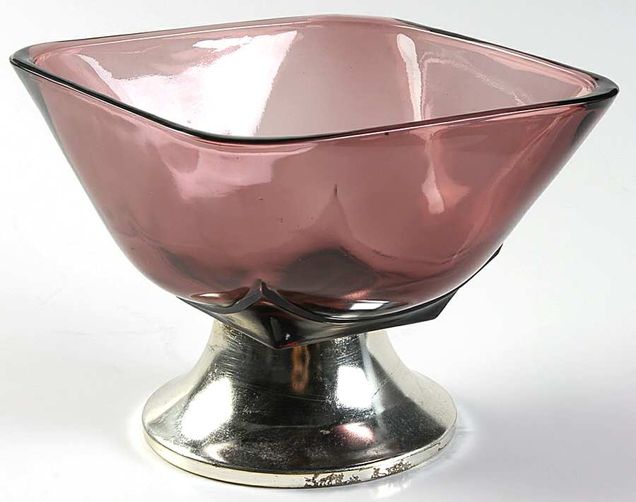 Moroccan Amethyst Square Bowl 5" with Metal Base by Hazel-Atlas-1
