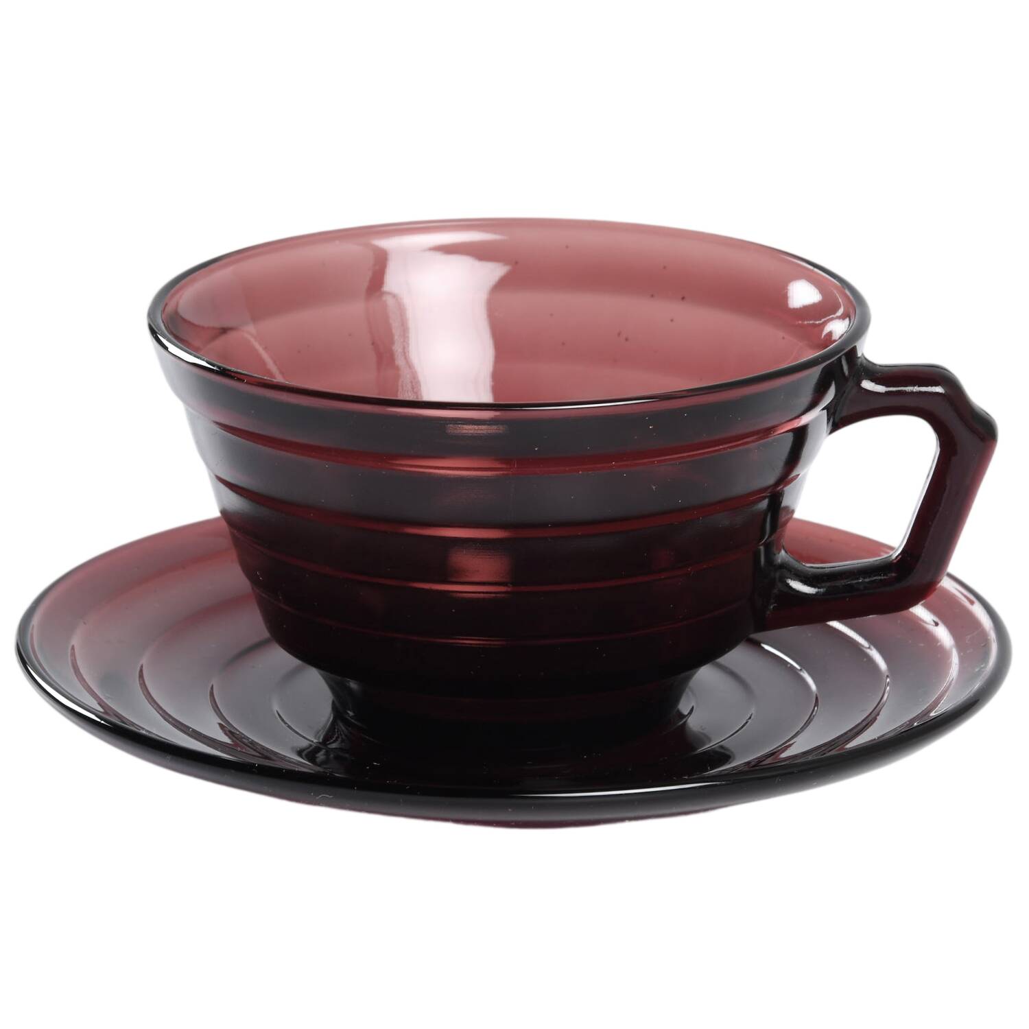 Moderntone Amethyst (Transparent) Cup & Saucer Set by Hazel-Atlas-1