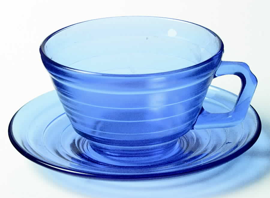 Moderntone Cobalt Blue (Transparent) Cup & Saucer Set by Hazel-Atlas-1