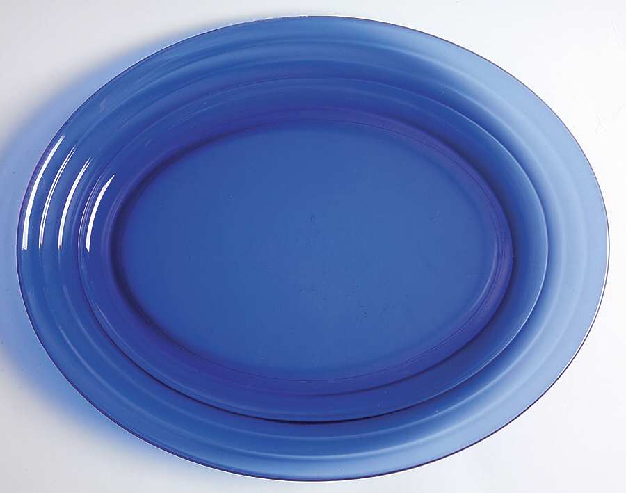 Moderntone Cobalt Blue (Transparent) 12" Oval Platter by Hazel-Atlas-1
