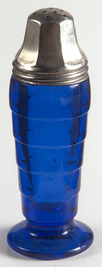Moderntone Cobalt Blue (Transparent) Footed Shaker & Metal Lid by Hazel-Atlas-1