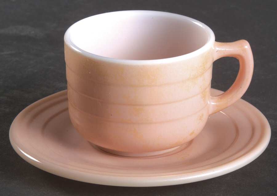 Moderntone Little Hostess Light Pink Child's Cup & Saucer Set by Hazel-Atlas-1