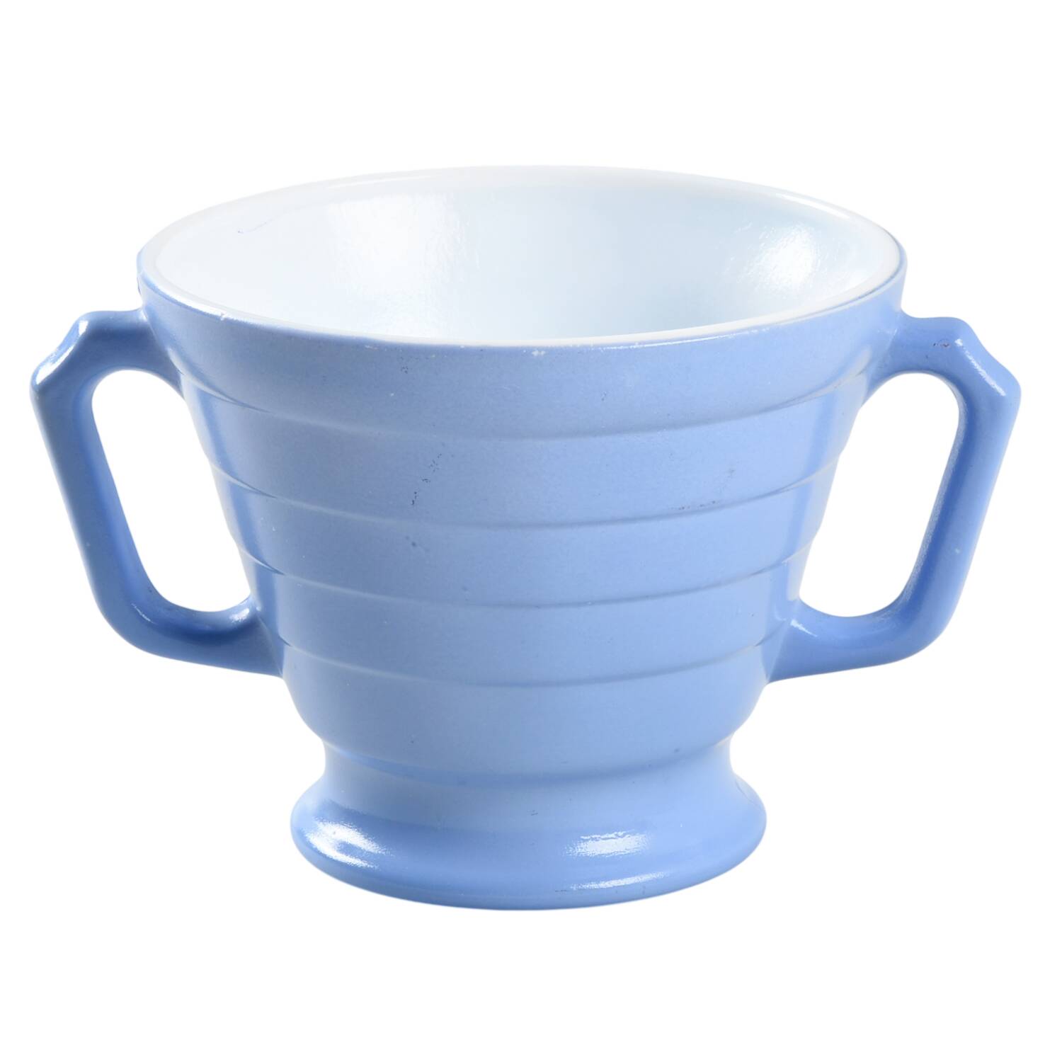 Moderntone Platonite Pastel Blue Open Footed Sugar by Hazel-Atlas-1