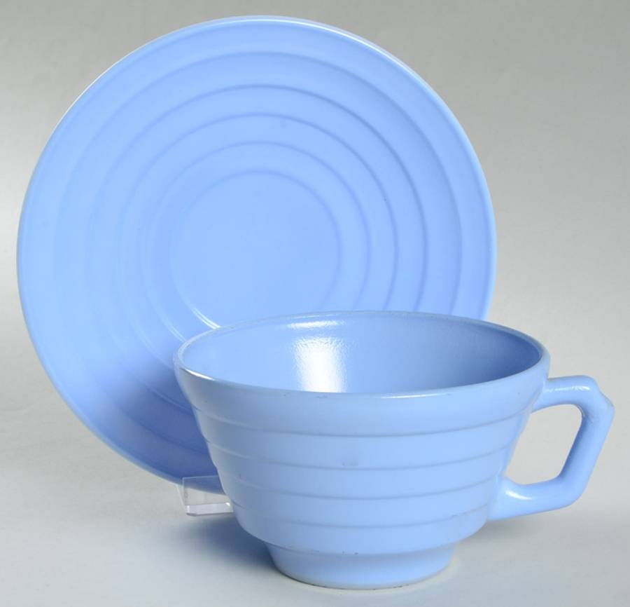 Moderntone Platonite Pastel Blue Cup & Saucer Set by Hazel-Atlas-1