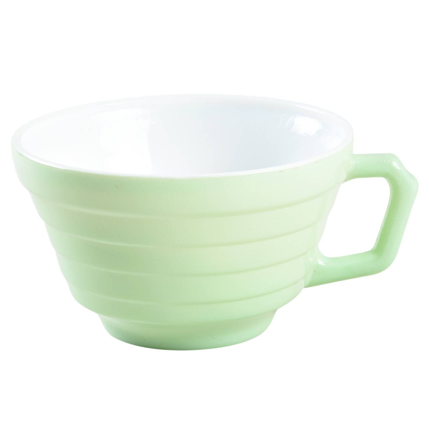 Moderntone Platonite Pastel Green Flat Cup by Hazel-Atlas-1