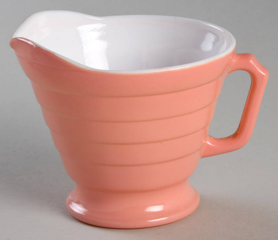 Moderntone Platonite Pastel Pink Footed Creamer by Hazel-Atlas-1
