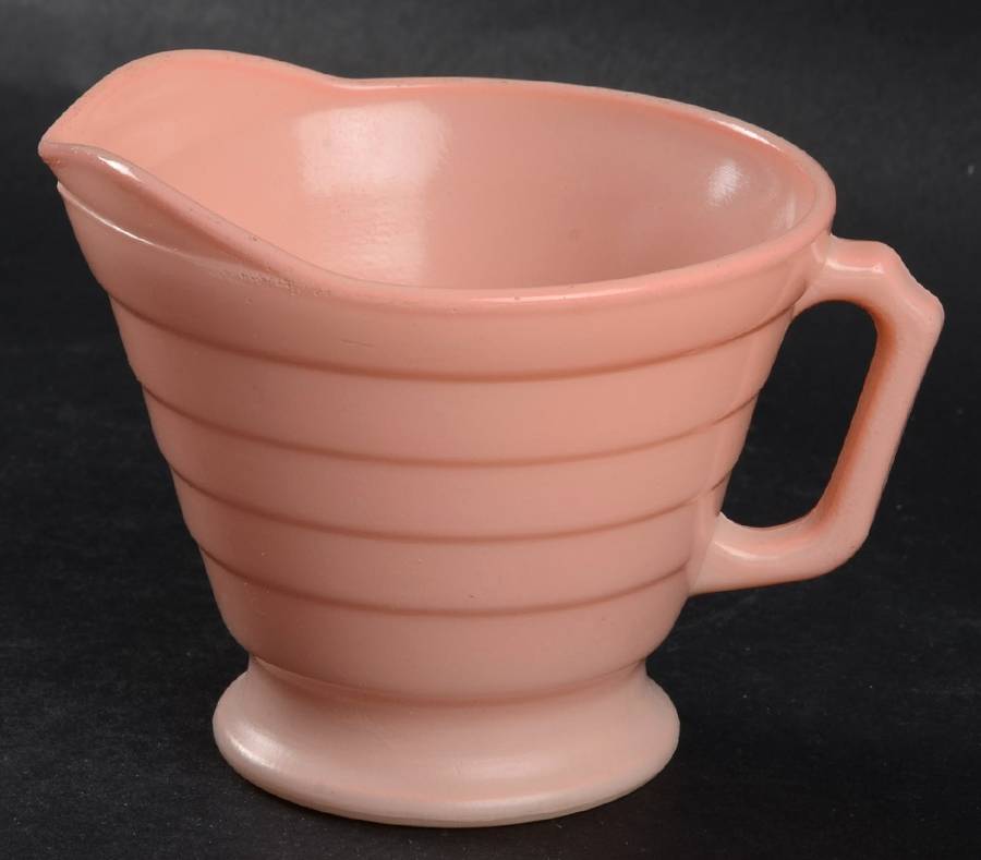 Moderntone Platonite Pastel Pink Footed Creamer by Hazel-Atlas-1
