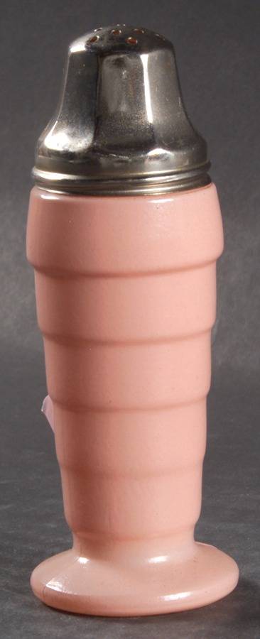 Moderntone Platonite Pastel Pink Footed Shaker & Metal Lid by Hazel-Atlas-1