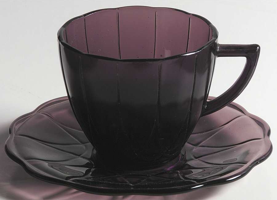 Newport Amethyst Cup & Saucer Set by Hazel-Atlas-1
