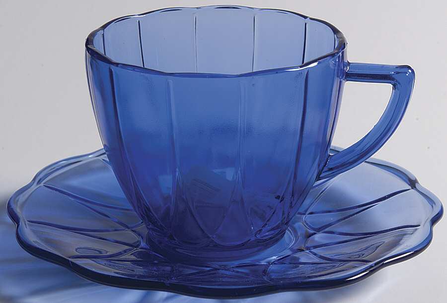 Newport Cobalt Blue Cup & Saucer Set by Hazel-Atlas-1