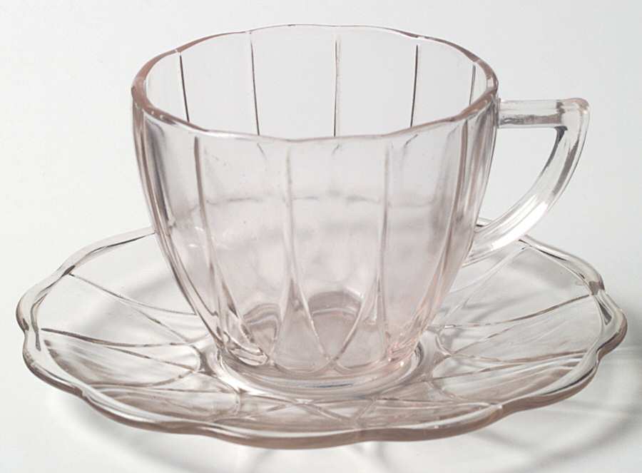 Newport Pink Cup & Saucer Set by Hazel-Atlas-1
