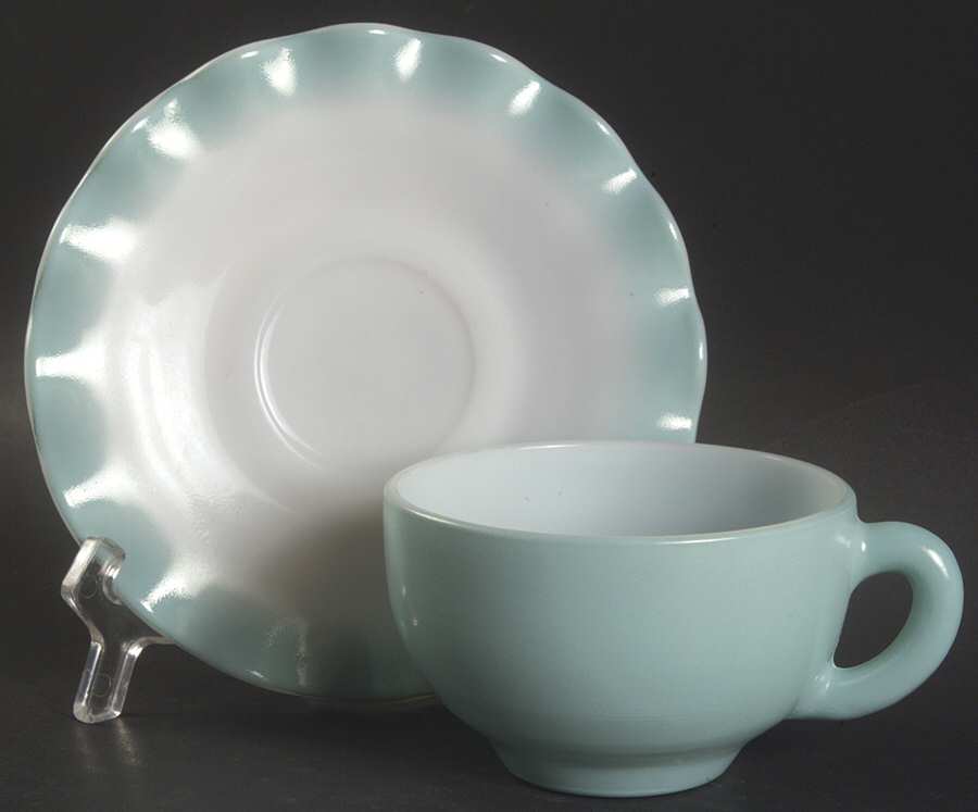 Ripple Blue Cup and Saucer Set by Hazel-Atlas-1
