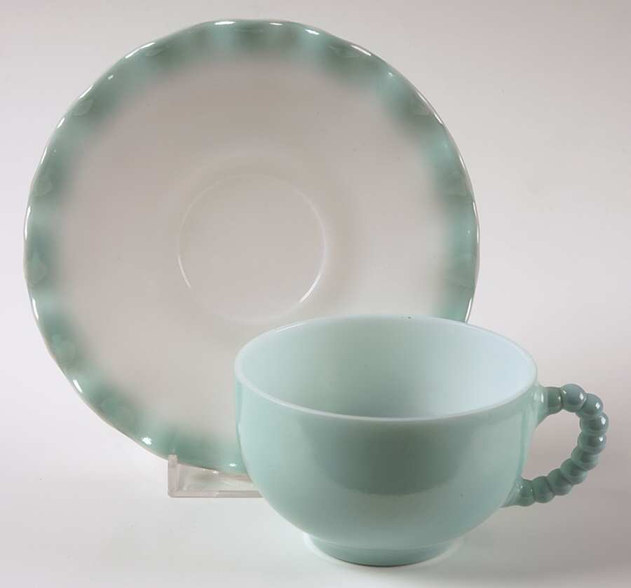 Ripple Blue Cup and Saucer Set by Hazel-Atlas-1
