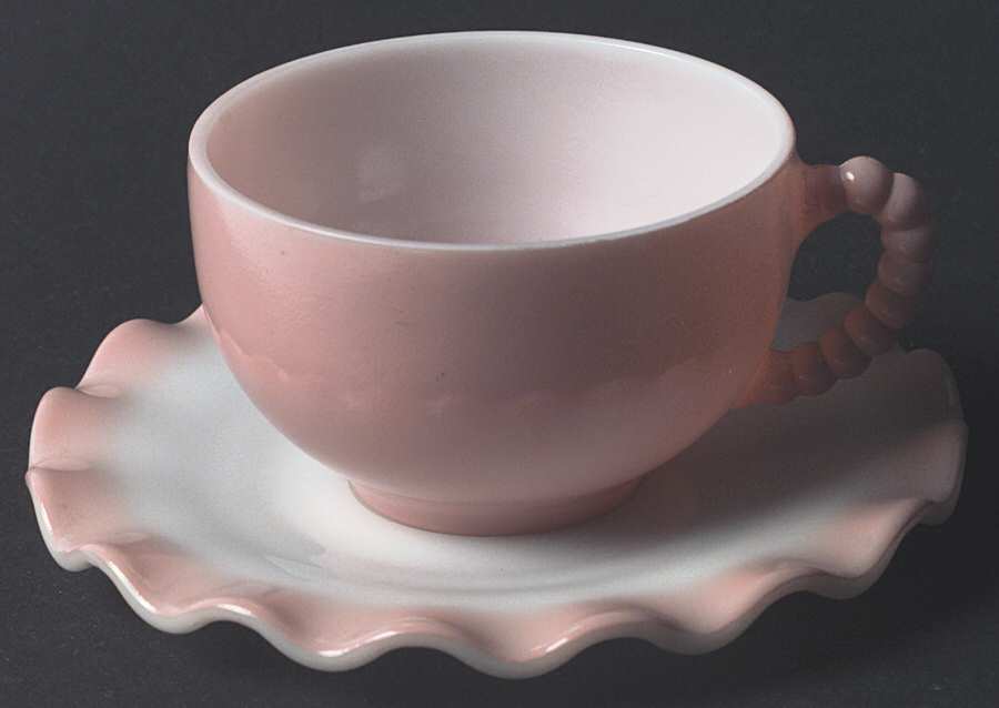 Ripple Pink Cup and Saucer Set by Hazel-Atlas-1