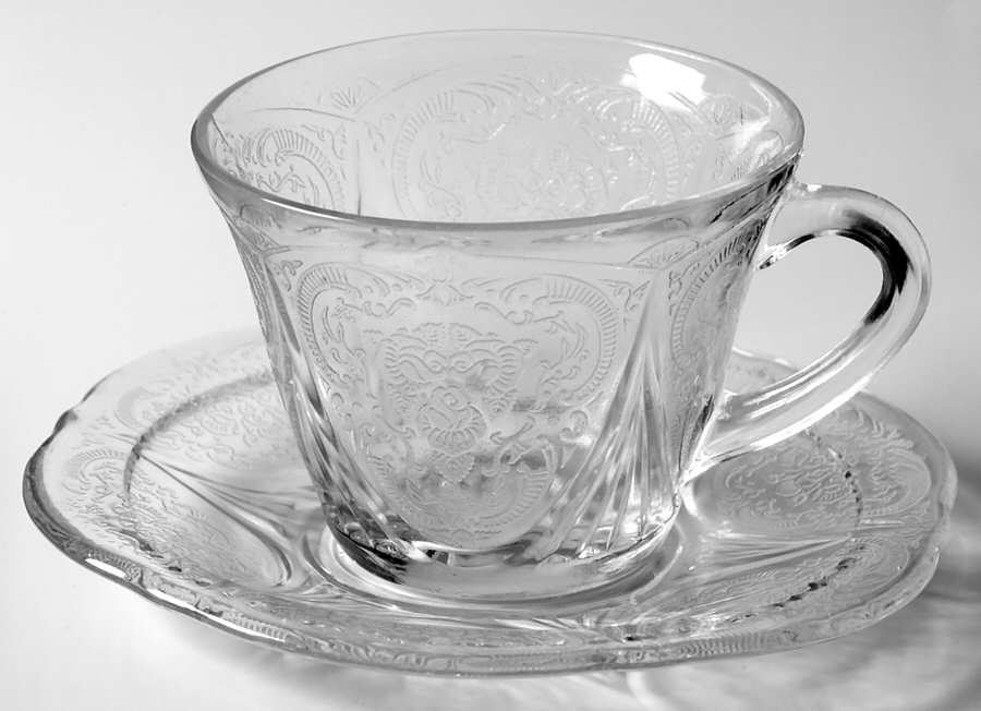 Royal Lace Clear Cup & Saucer Set by Hazel-Atlas-1