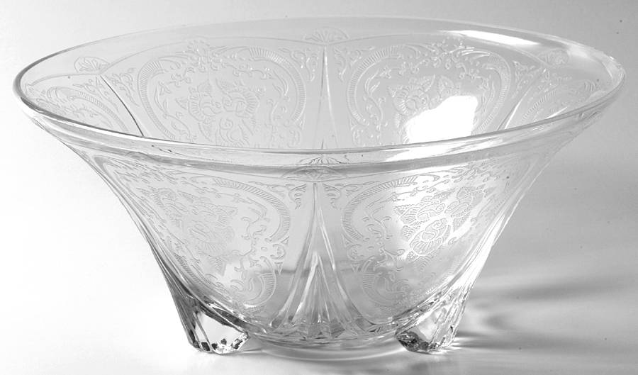 Royal Lace Clear 10" 3-Toed Footed Bowl by Hazel-Atlas-1