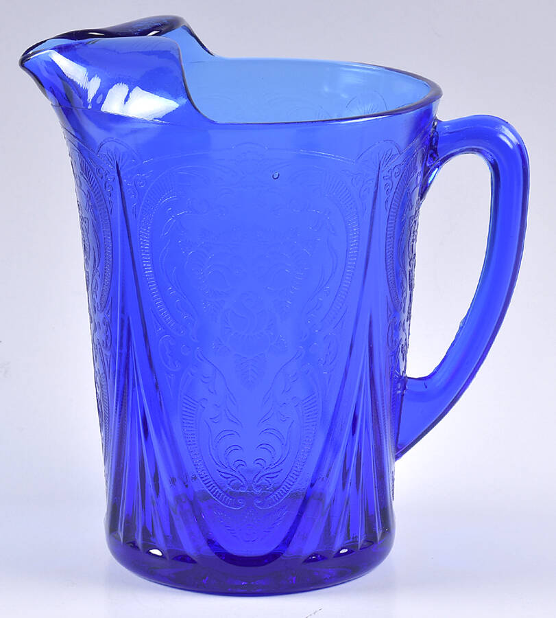 Royal Lace Cobalt Blue 68 Oz Ice Lip Pitcher by Hazel-Atlas-1