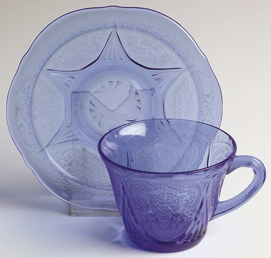 Royal Lace Cobalt Blue Cup & Saucer Set by Hazel-Atlas-1