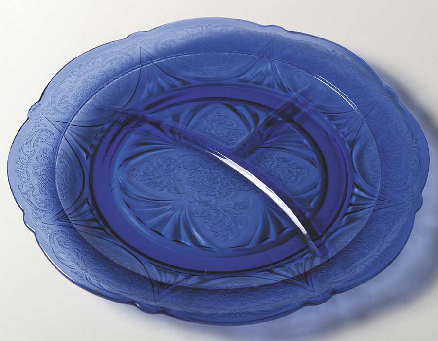 Royal Lace Cobalt Blue Grill Plate by Hazel-Atlas-1