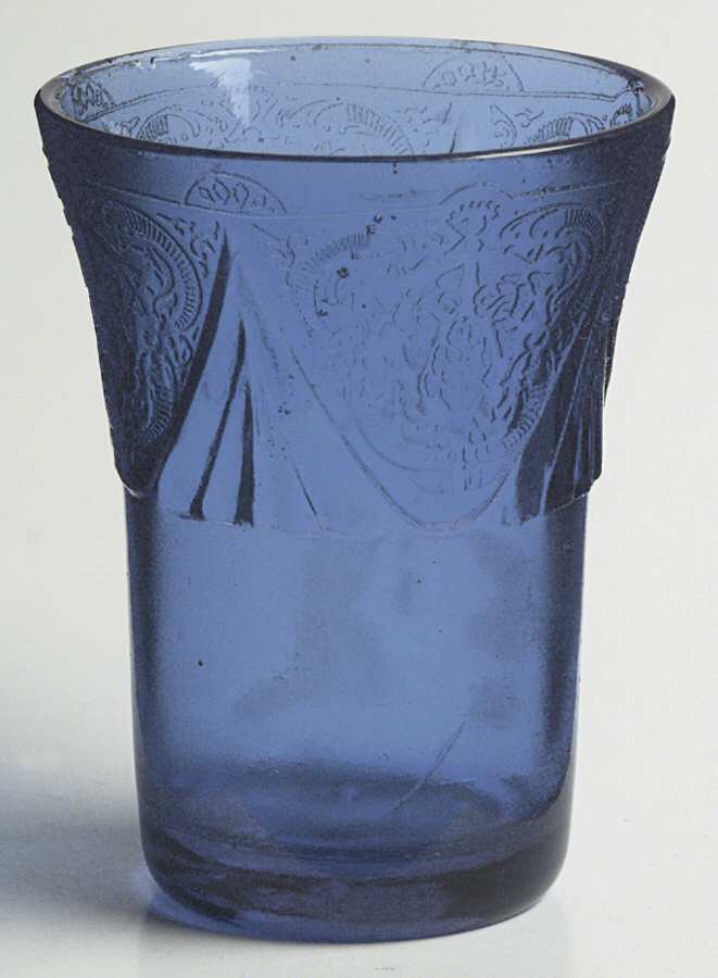 Royal Lace Cobalt Blue 5 Oz Flat Tumbler by Hazel-Atlas-1