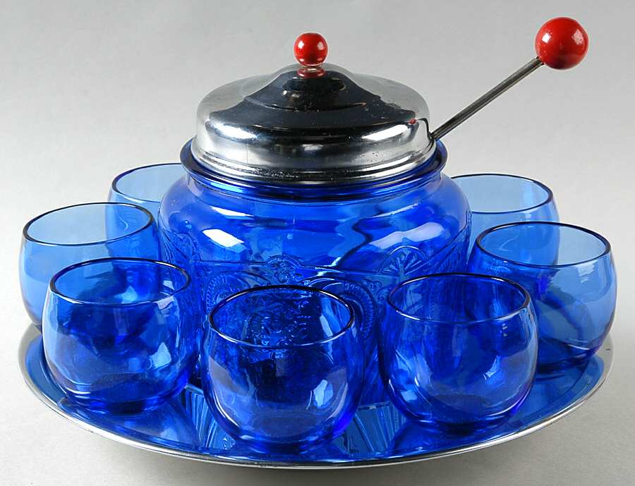 Royal Lace Cobalt Blue (12 Piece) Toddy/Cider Set by Hazel-Atlas-1
