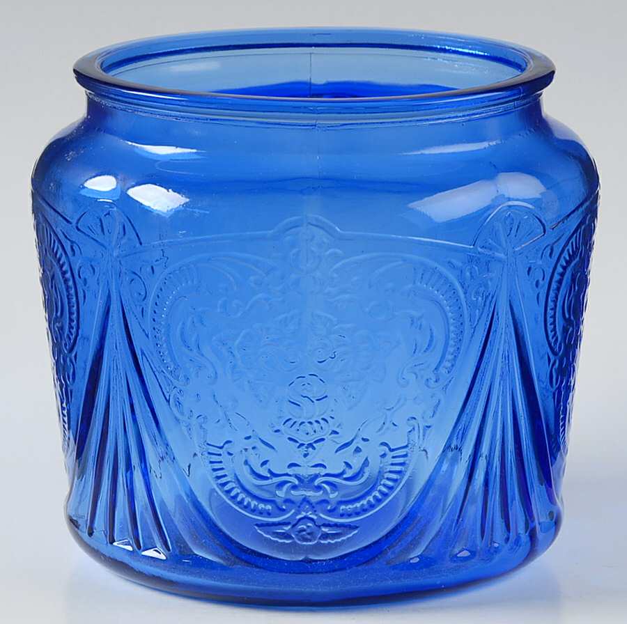Royal Lace Cobalt Blue Cookie Jar No Lid by Hazel-Atlas-1
