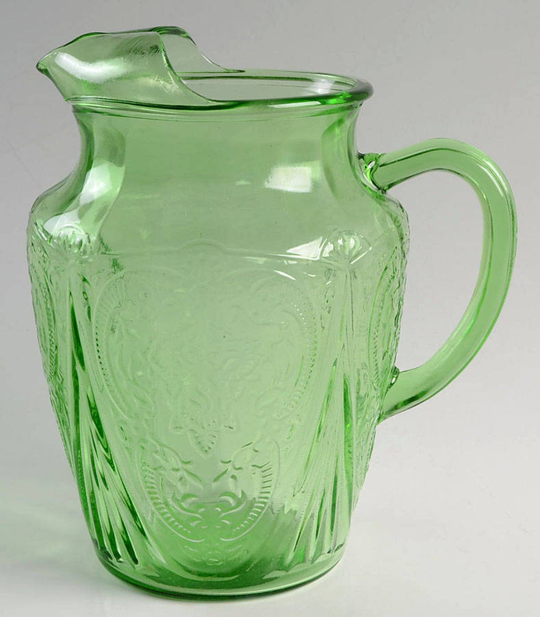 Royal Lace Green 96 Oz Ice Lip Pitcher by Hazel-Atlas-1
