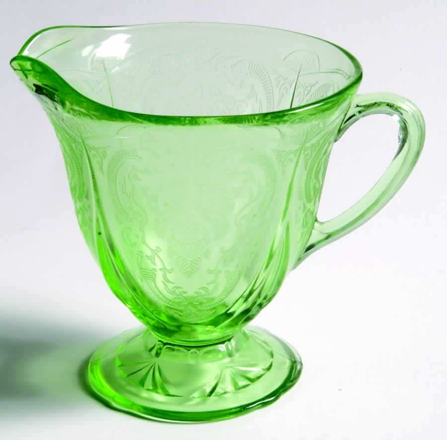 Royal Lace Green Footed Creamer by Hazel-Atlas-1