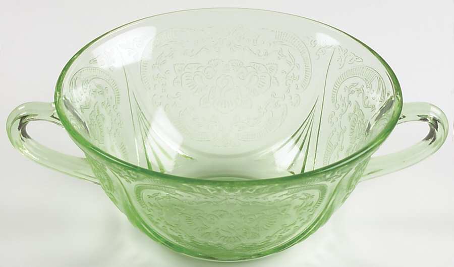 Royal Lace Green Cream Soup Bowl by Hazel-Atlas-1