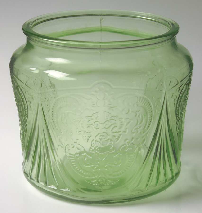 Royal Lace Green Cookie Jar No Lid by Hazel-Atlas-1