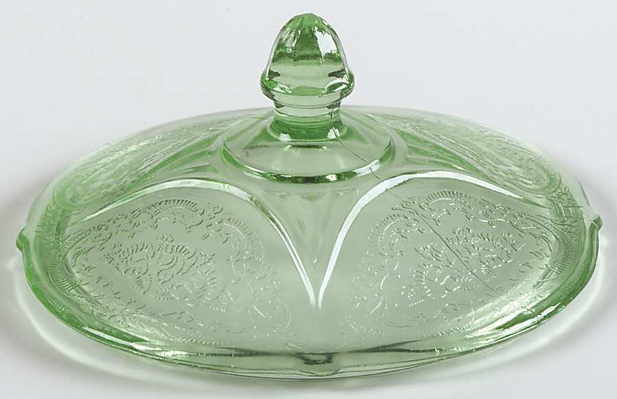 Royal Lace Green Lid for Footed Sugar Bowl by Hazel-Atlas-1