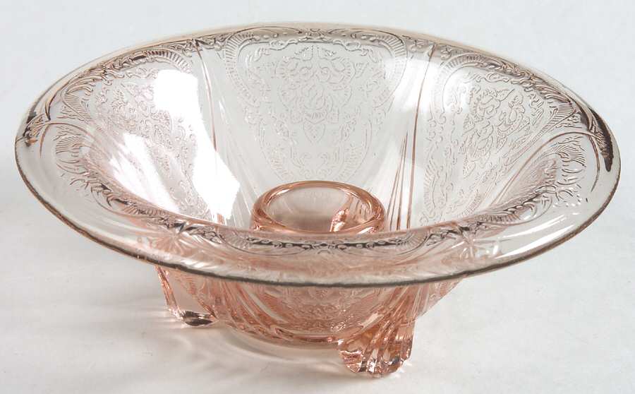 Royal Lace Pink Rolled Edge Candlestick by Hazel-Atlas-1