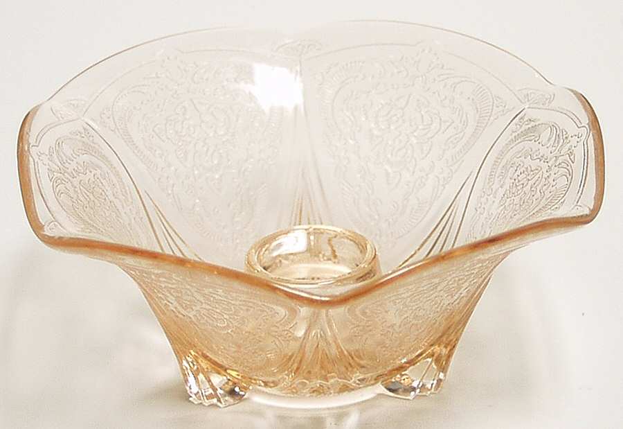 Royal Lace Pink Ruffled Edge Candlestick by Hazel-Atlas-1