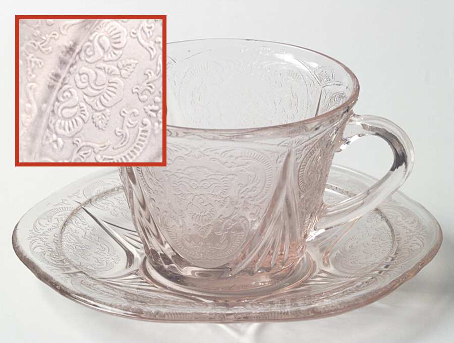 Royal Lace Pink Cup & Saucer Set by Hazel-Atlas-1